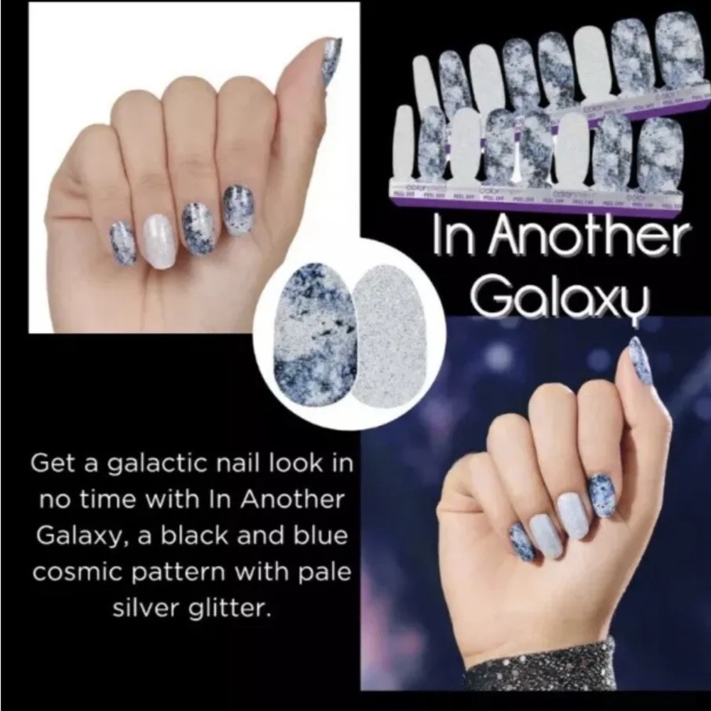 Color Street IN ANOTHER GALAXY Blue & Silver Glitter Nail Strips Set